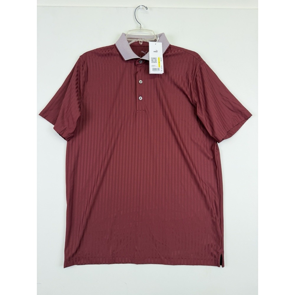 Puma Golf Polo Shirt Mens Size medium Maroon Red Jacquard PERFORMANCE NWT